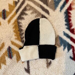 Kids Black and White Knit Beanie
